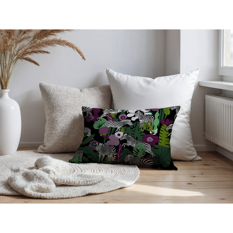Oreiller rectangulaire réversible intérieur / extérieur Mati Zebra, Rectanglar 14"H x 20"W, Mauve