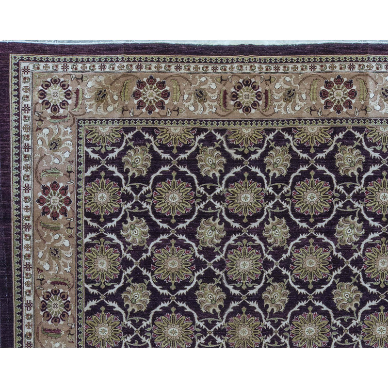 Sultanabad Wool Oriental Area Rug in Aubergine/Gold