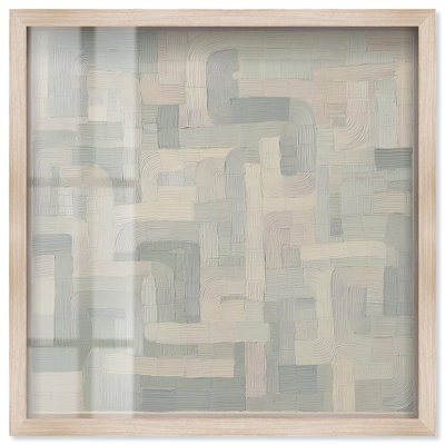 Pale Labyrinth I Shadowbox Print Abstract Wall Decor by Art Remedy, Blonde Frame, 40 x 40