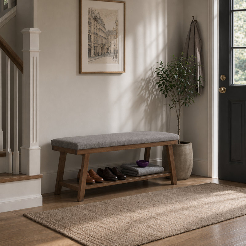 Banc en bois classique avec rangement pour chaussures, Granit