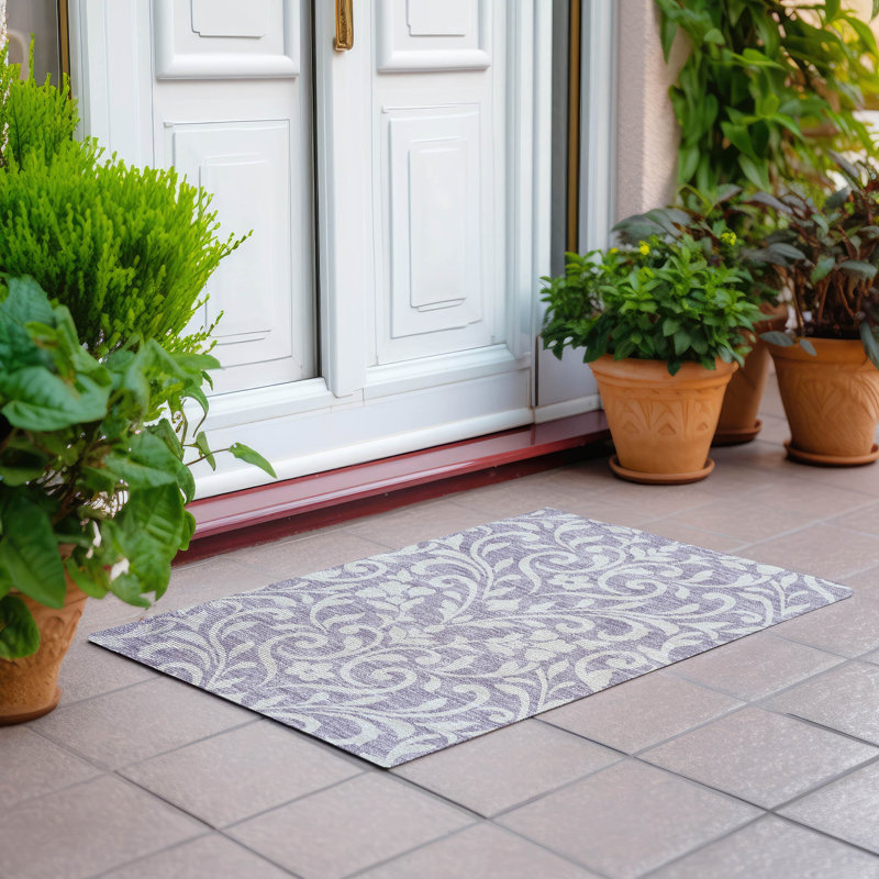 Tapis intérieur / extérieur en polyester tissé à la machine mâle / beige mâle, Rectangle 1 pi 8 po x 2 pi 6 po