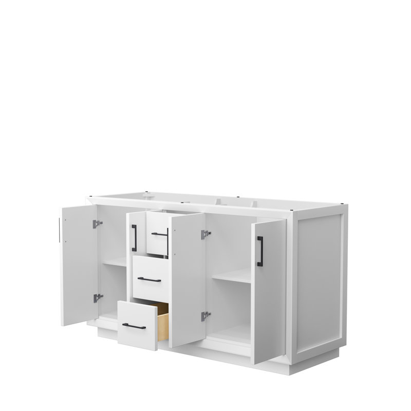 Base de meuble-lavabo double 59,25 po Strada seulement, Blanc / noir