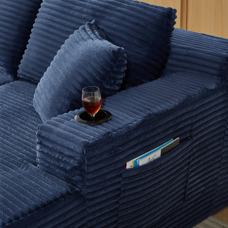 Ensemble de canapé modulaire compressible en forme de U, canapé modulaire de style minimaliste, canapé en tissu velours côtelé pour le salon