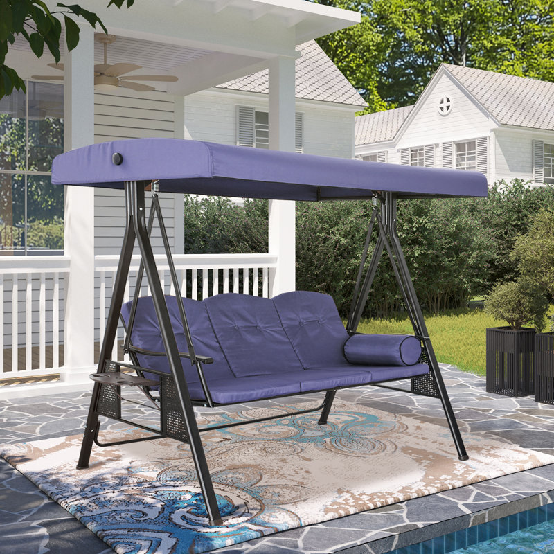 Balancelle 3 personnes avec auvent réglable, Bleu marine