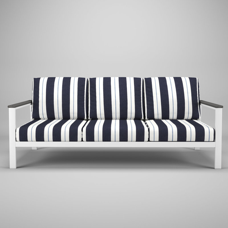 Canapé d'extérieur en métal avec coussin Sunbrella Townsend, Gris, Bliss Dew