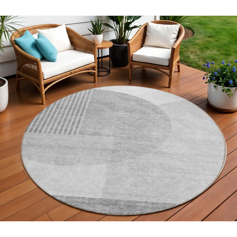 Tapis rond gris 8 pi