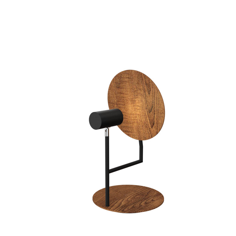 Adjustable Black Imbuia Base Two-Tone Table Lamp
