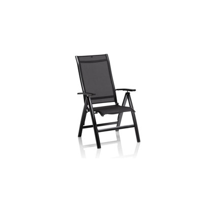 Multi-position chair with aluminum armrests, anthracite/anthracite, aluminum/outdoor fabric