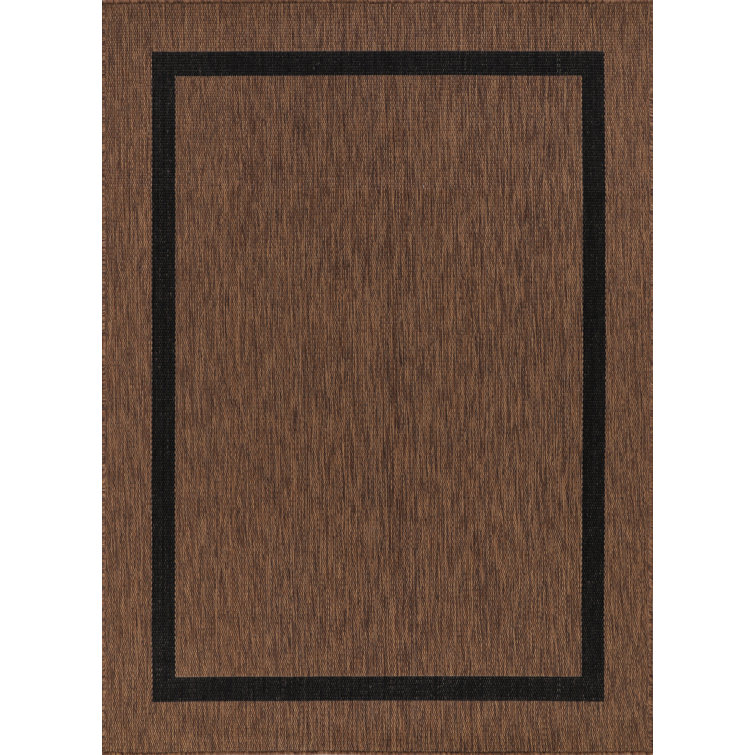 Mony Bordered Brown Indoor/Outdoor Area Rug Ebern Designs Rug Size: Rectangle 7'10 x 10