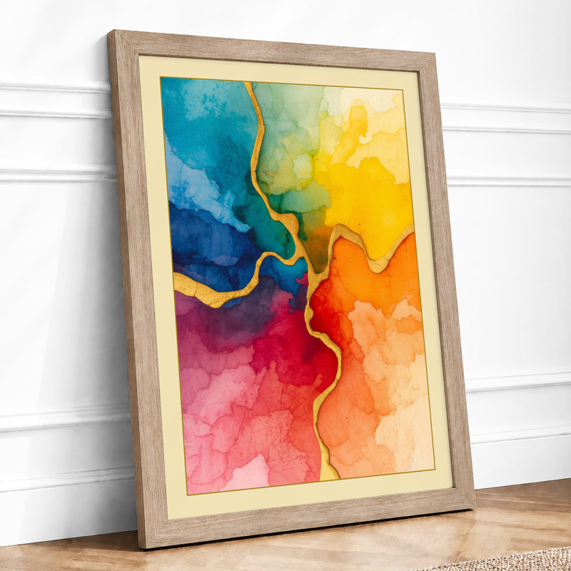 Flowing Colour Abstract - Print, A2 - 59.4 x 42.0 cm, Oak