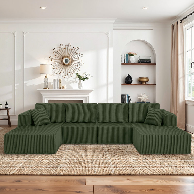 Modulaires spacieux et spacieux, revêtement en mousse, design vert minimaliste pour la maison