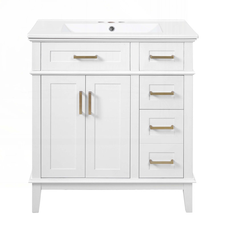 Meuble-lavabo 30 po avec lavabo en céramique, Blanc