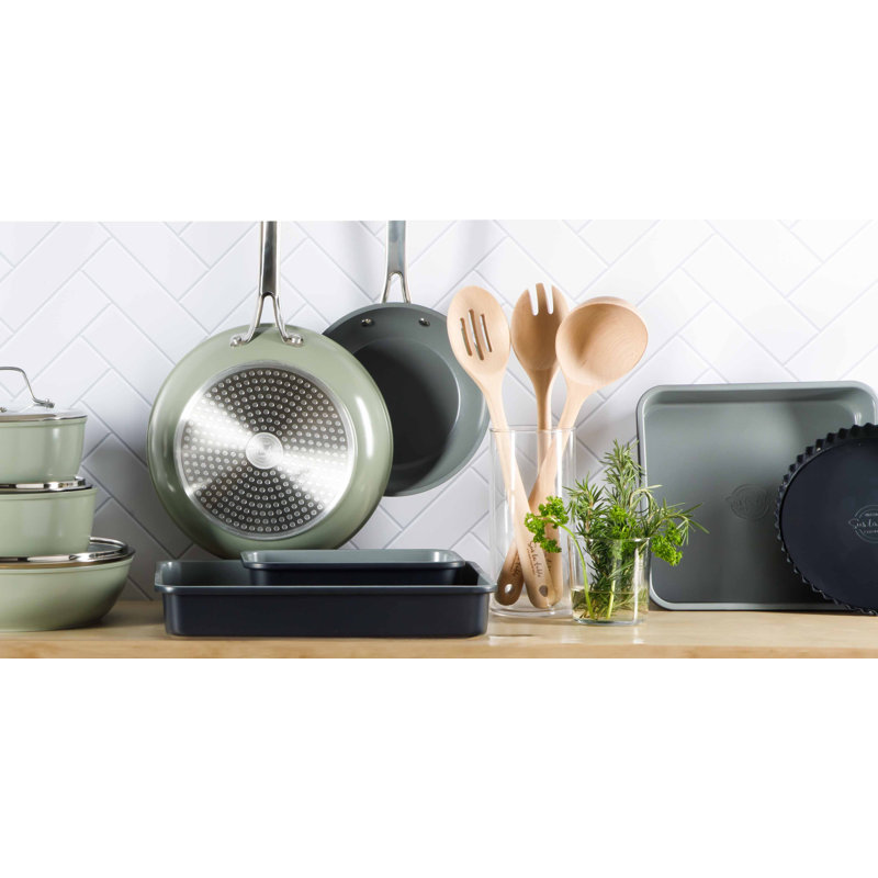 Green 10-Piece Nonstick Aluminum Cookware Set with Glass Lids