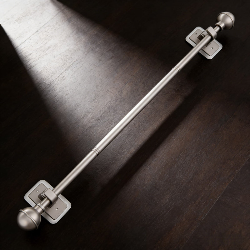 Tringle à rideaux sans perceuse avec supports adhésifs, tringle à tension télescopique réglable pour fenêtres de 27 à 52 pouces, installation sans dommages pour les portes et les murs