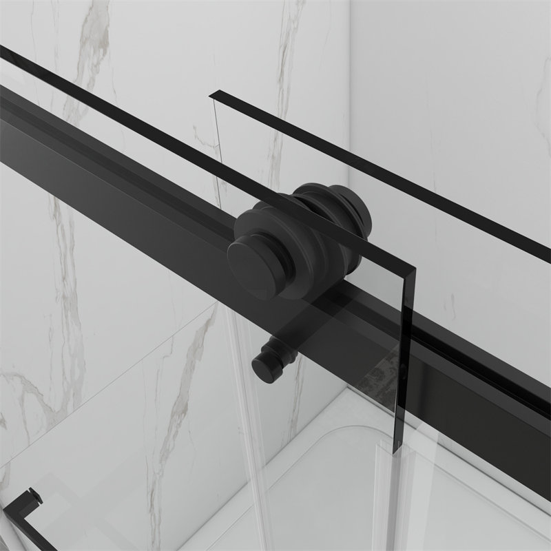 72'' W 76'' H Frameless Rectangle Reversible Shower Stall, Black