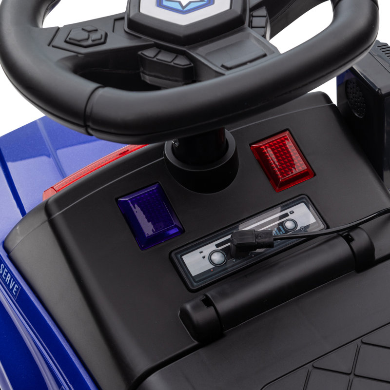 Blue Police Truck Ride-On with PA System and Storage