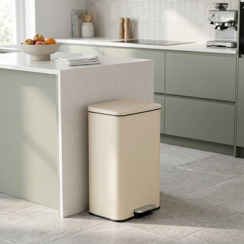 Ashaan Step On Kitchen Rubbish Bin - 10.57 L, Ivory