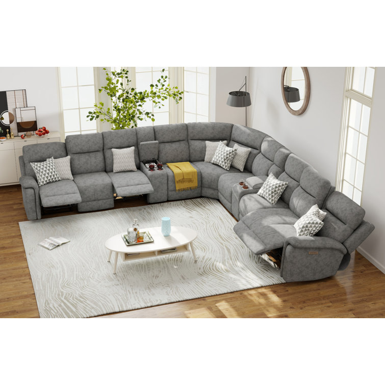 11 - Piece Cushion Back Power Reclining Sectional With Adjustable Lumbar Support & Headrest