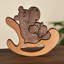 Sculpture trinité en bois d'hippopotames gigognes Trinx (3 pièces)