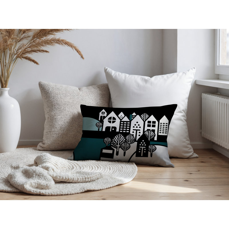Oreiller rectangulaire réversible intérieur / extérieur Hansen, Rectangle H 18 po x l 25 po, Émeraude