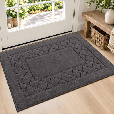 Tapis d'entrée géométrique lavable avec envers antidérapant