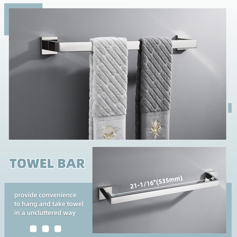 4 - Piece Bathroom Hardware Set, Polished Chrome