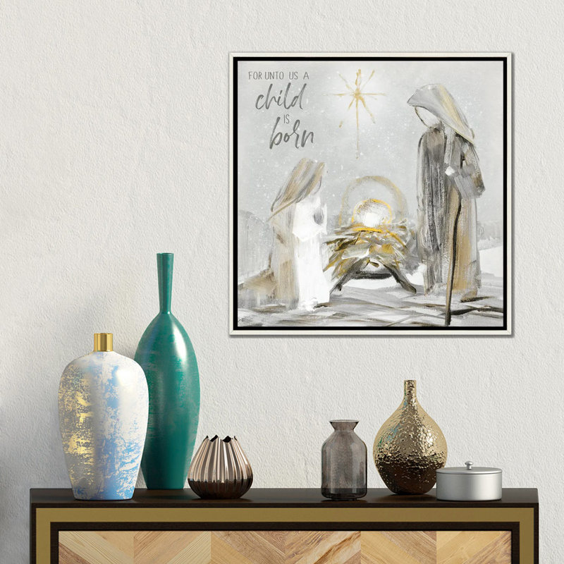 Unto Us - reproduction d'art mural, Blanc patiné, Reproduction encadrée sans passe-partout, H 18 po x l 18 po
