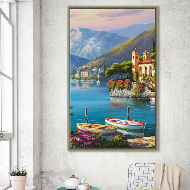 Villa Bella Vista I par - Peinture, Cadre flottant champagne, H 51,5 po x l 31,5 po x P 2 po