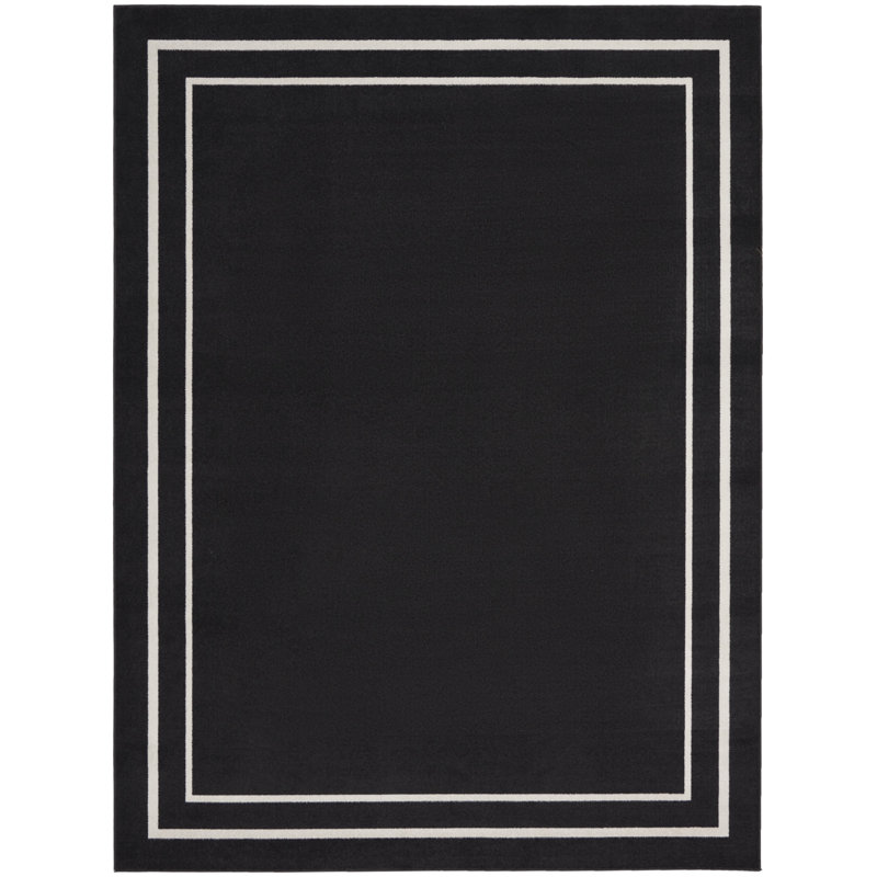 Nourison Essentials Black Ivory Indoor/Outdoor Area Rug, Rectangle 7' x 10'