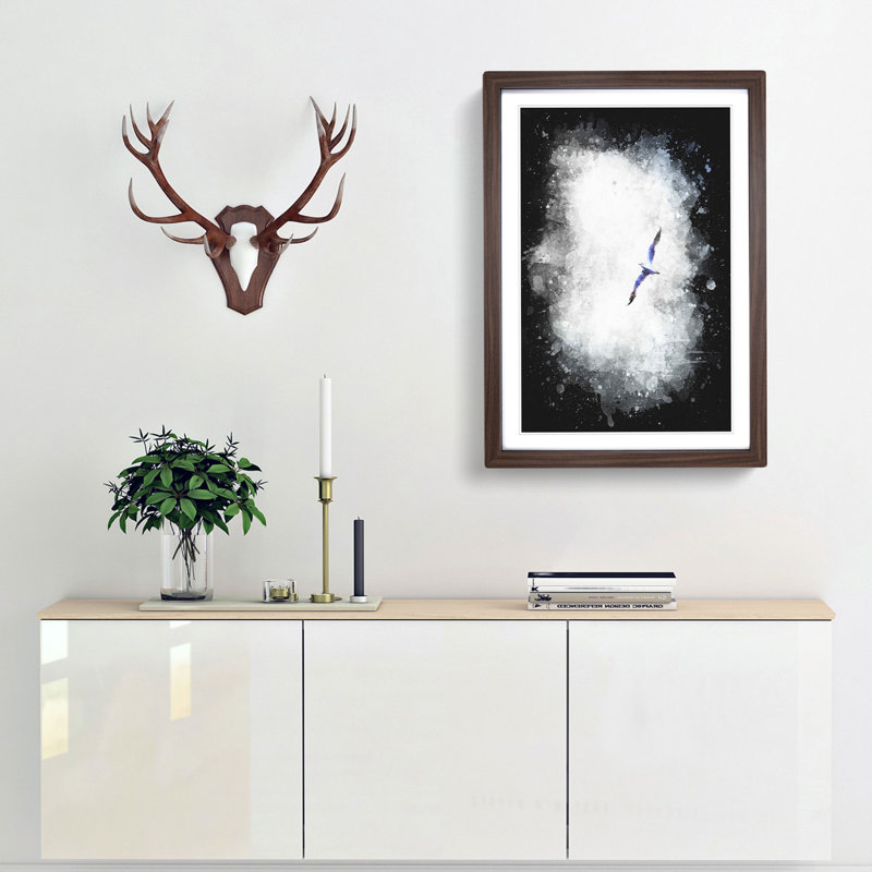 Flying Seagull - Framed Print, Walnut Framed, 33cm H x 24cm W x 2cm D