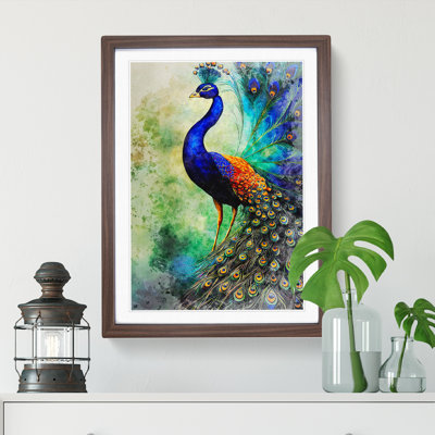 Watercolour Peacock No.2 - Framed Print