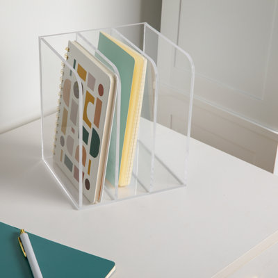 Porte-documents de bureau en acrylique à 3 sections avec pieds antidérapants Martha Stewart Brody