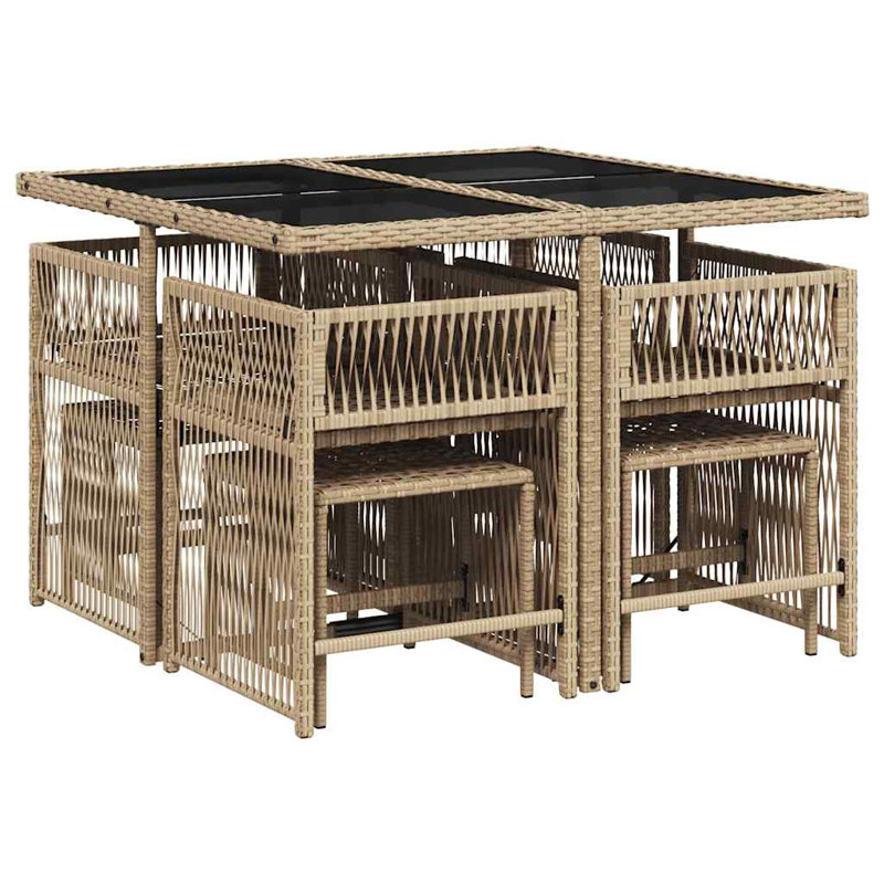 Patio Dining Set with, Cream White, Beige