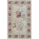 Needlepoint Azm One-of-a-Kind Hand-Knotted High-Quality Red/Ivory/Green Area Rug