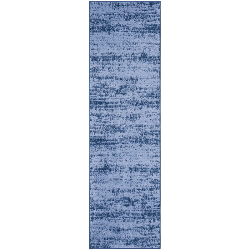 Machine Woven Chenille Indoor/Outdoor Area Rug in Blue/Denim, Runner 2'2" x 7'6"