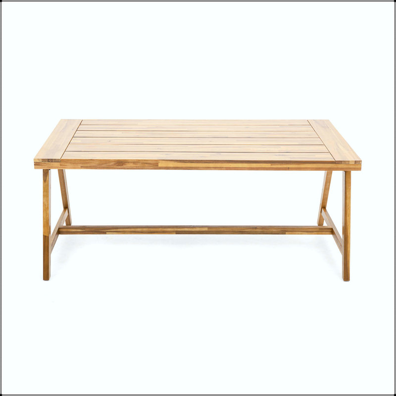 Table de salle à manger d'extérieur moderne en bois d'acacia - finition teck, 70,75 po rectangulaire