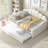 Full Size Upholstery Daybed Frame With Shall Shaped Backrest  And Trundle-999296457