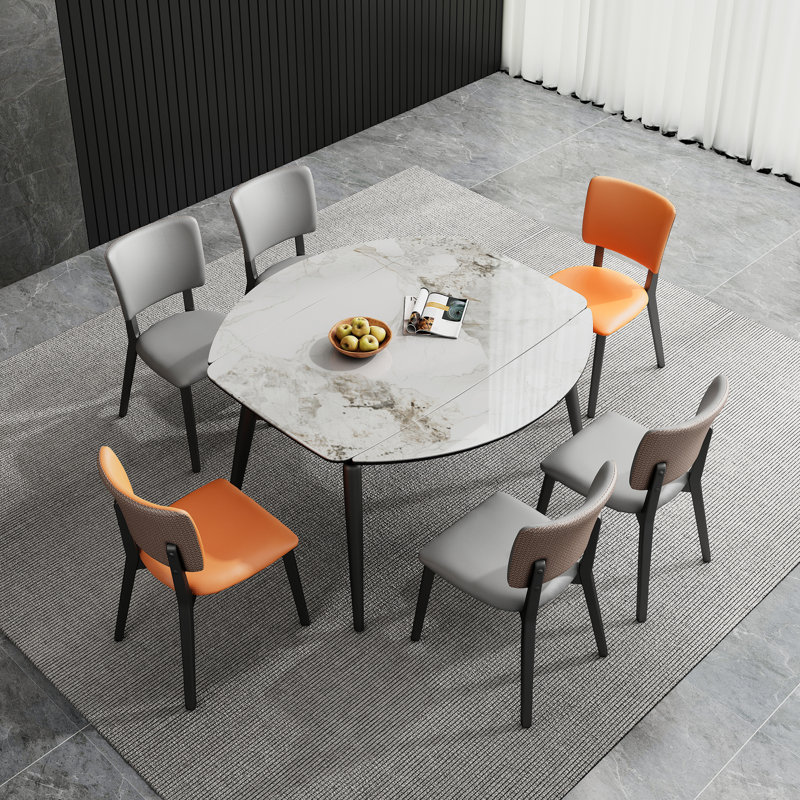 Alexavier Faux Marble Top Metal Base Dining Table