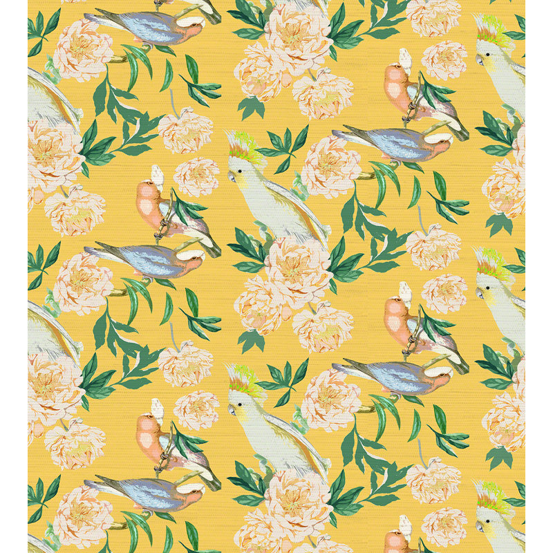 Regency Moderne Floral Metallic Wallpaper Roll, Goldenrod