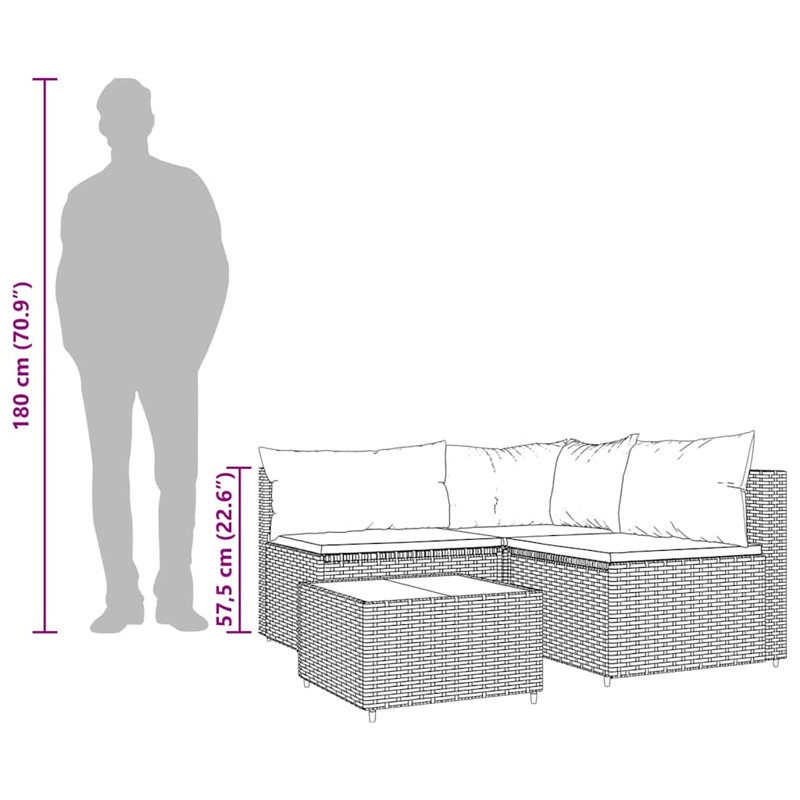 3 - Person Patio Conversation Set with Cushions, Brown, Beige