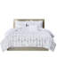 Édredon moderne double / grand - imprimé géométrique argenté métallique sur blanc, rembourrage, 2 taies décoratives, coussins décoratifs, lavage à la machine à l'eau froide et couette, literie de luxe-119383945-119383948