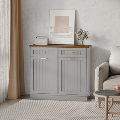 Havant Double Tilt Out Trash Cabinet 20 Gallons Wooden Free Standing(Not include trash can)