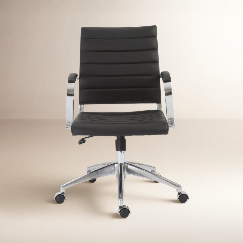 Rossie Task Chair, Black Faux Leather, Fixed
