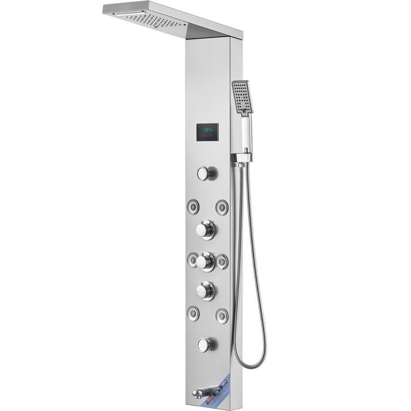 52.9'' Stainless Steel Wall-Mounted Shower Panel with LED Display