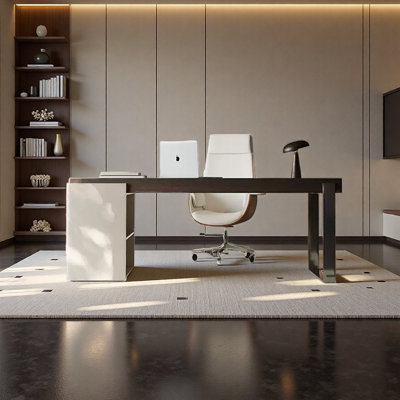 Premium Smoked Wood Veneer Desktop Desk