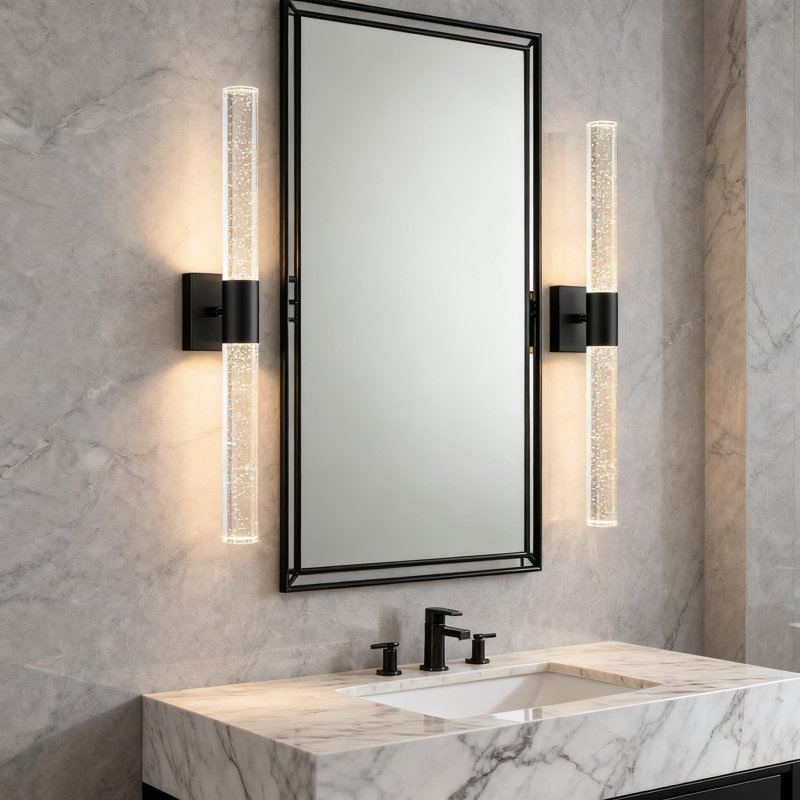 Ensemble de 2 appliques murales à DEL noires avec accents de cristal, luminaire câblé de 10 W pour la chambre à coucher, la salle de bain et le couloir, éclairage blanc chaud 3000K