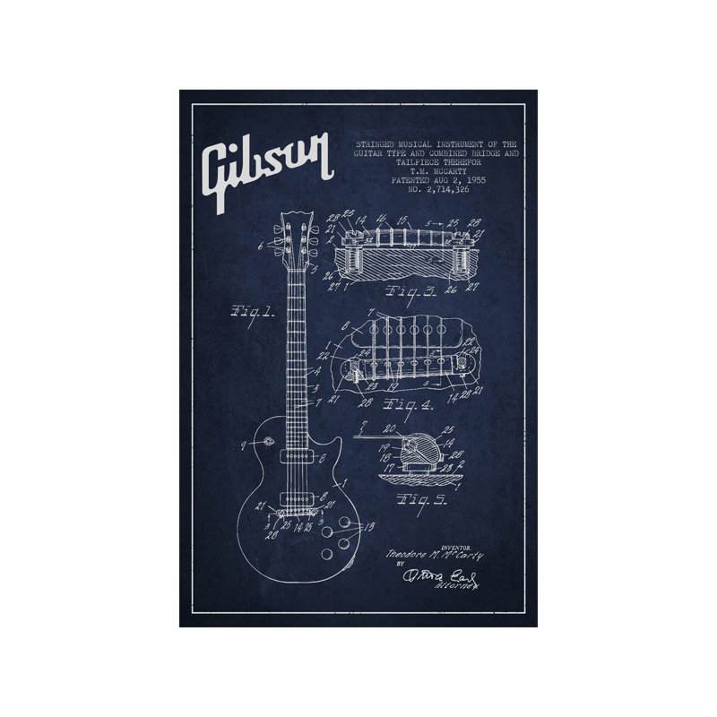 Gibson Guitar - Print on Canvas, 66.04 cm H x 45.72 cm W x 1.91 cm D, Wrapped Canvas