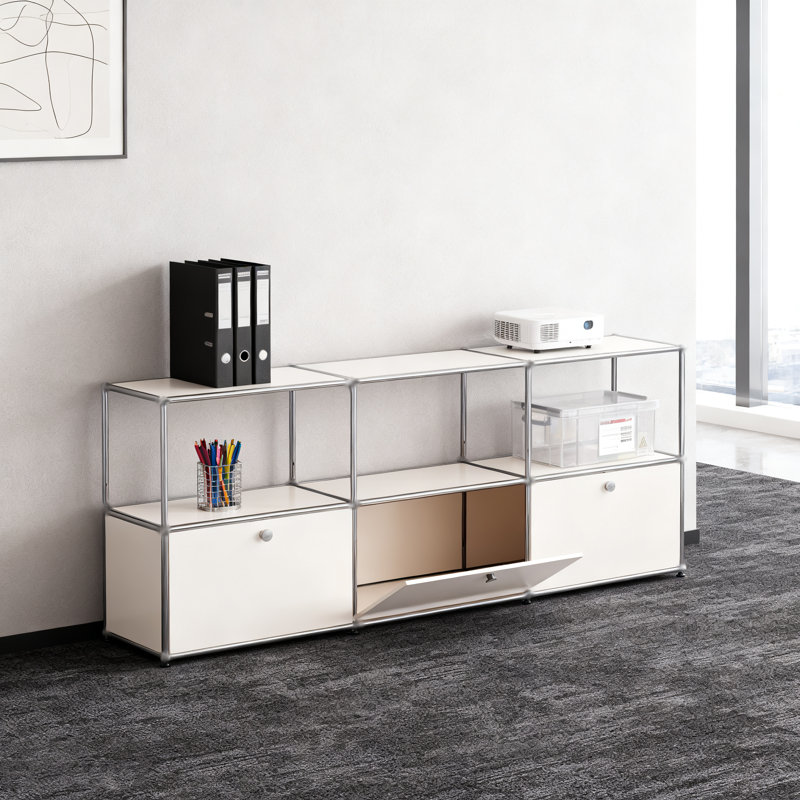 Armoire de rangement modulaire en métal avec tablettes réglables, Blanc