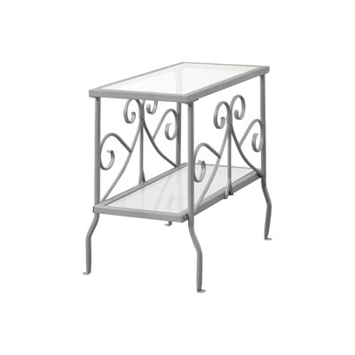 Metal Bedroom Table With Tempered Glass Tops And Grey Frame Elegant Console For Hallway