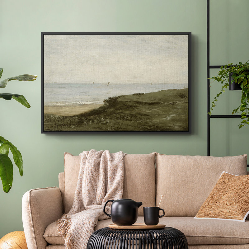 Paysage rétro - DCLV III, toile tendue avec châssis encadré, Noir, H 27 po x l 41 po
